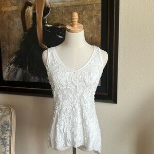 Iris Setlakwe White Size XS Beaded Ruffle Tank Imported Canadian Designer